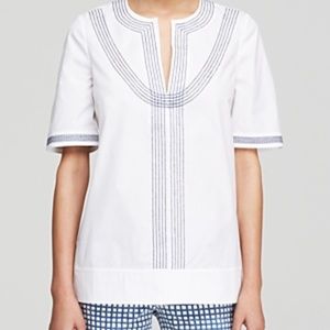Women's Tory Burch Embroidered Poplin Tunic, Size 6 White